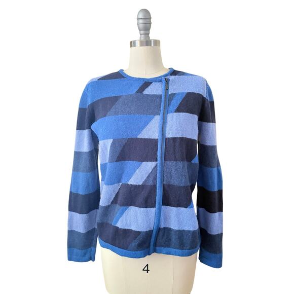 Mansted Blue Geometric Wool Sweater M - Picture 1 of 7